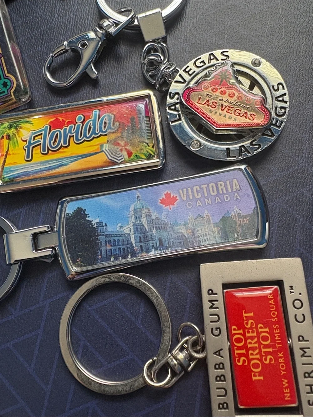 Assorted Travel & Souvenir Keychain Lot - Colorful Metal Accents